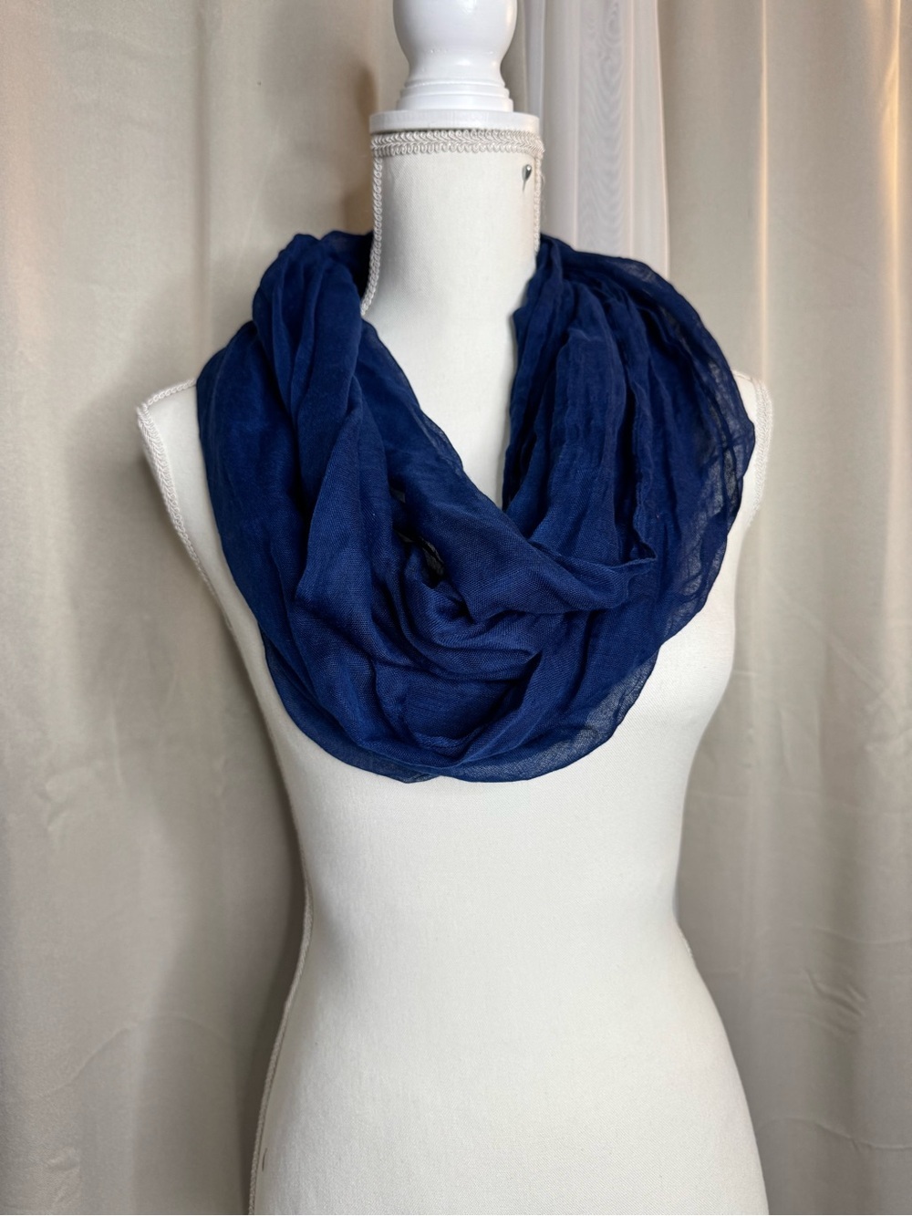 Blue Sheer Infinity Scarf Lightweight Crinkle Loop Scarf One Size